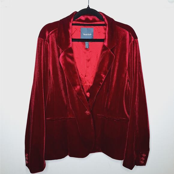 Modcloth Velvet Blazer Jacket XL Wine Whimsygoth Fairy Vampire Academia Goth - Picture 1 of 12